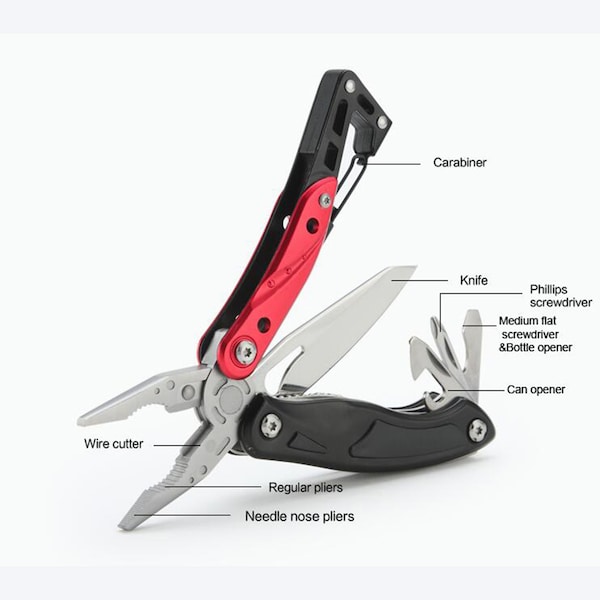 Electriduct Pocket Multi-Tool with Locking Knife(8-in-1) TL-TD-MT-8-BK